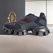PRADA 26S CLOUDBUST THUNDER SNEAKERS 60MM IN BLACK AND RED MESH FABRIC AND TPU