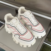 PRADA 26S CLOUDBUST THUNDER SNEAKERS 60MM IN WHITE AND RED MESH FABRIC AND TPU