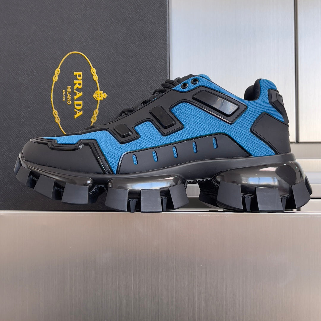 PRADA 26S CLOUDBUST THUNDER SNEAKERS 60MM IN BLUE MESH FABRIC
