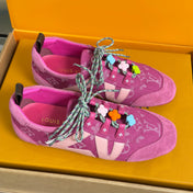 LV 26S SNEAKERINA SNEAKERS IN HOT PINK MONOGRAM CANVAS AND SUEDE