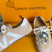 LV 26S SNEAKERINA SNEAKERS IN LIGHT PINK FABRIC AND SUEDE