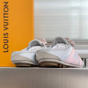 LV 26S SNEAKERINA OPEN BACK SNEAKERS IN GREY PINK FABRIC AND SUEDE