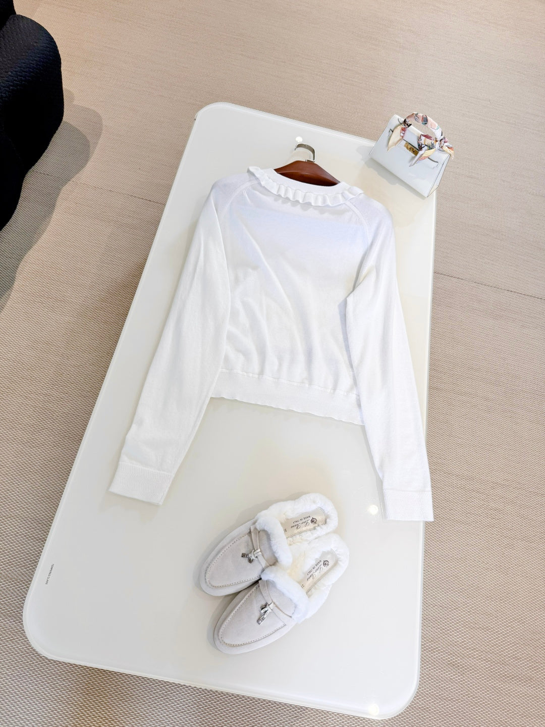 HERMES 25S RUCHED-COLLAR KNIT SWEATER 311