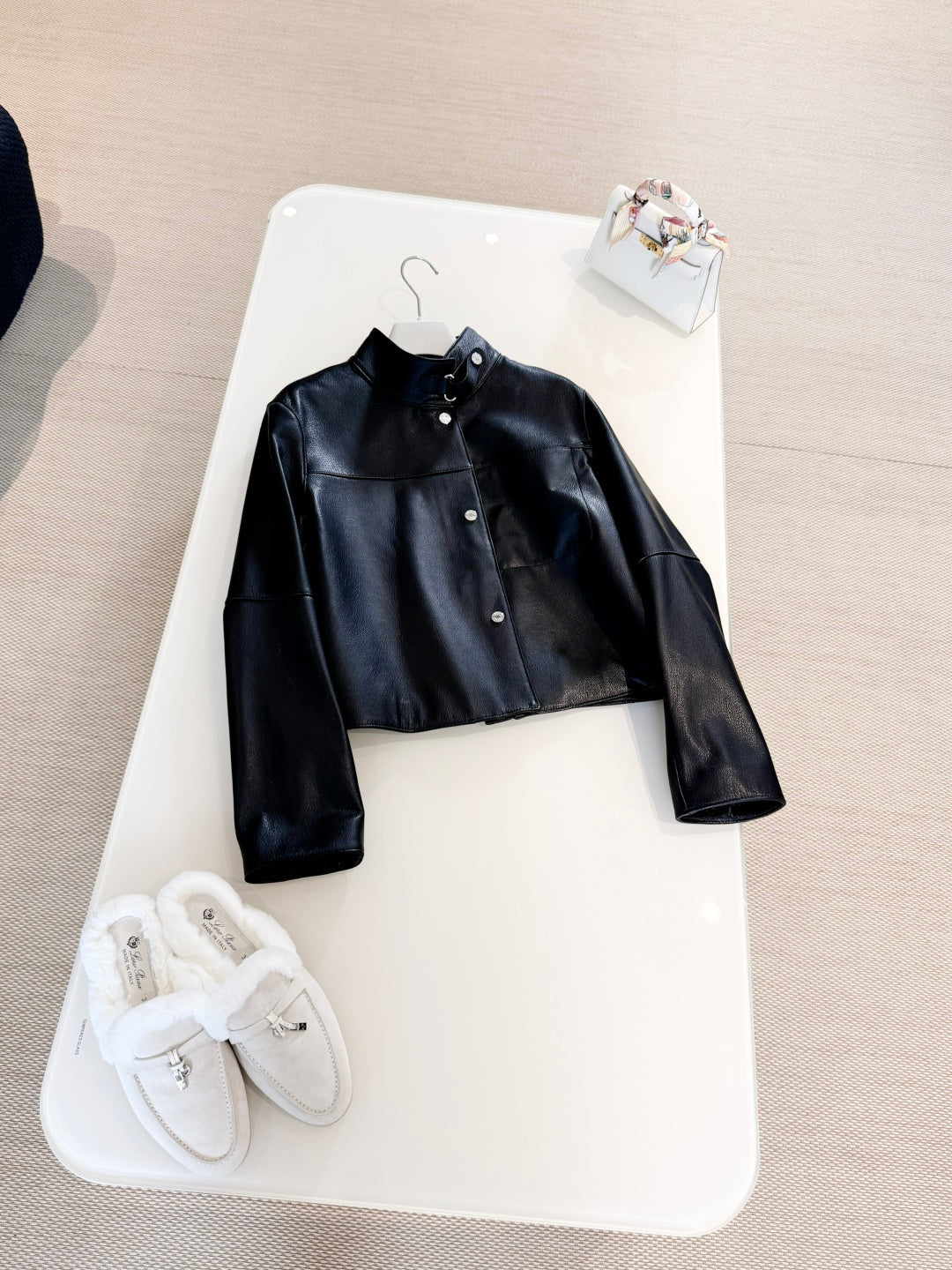 HERMES 25S STAND-COLLAR SHEEPSKIN JACKET 312