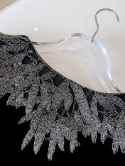 DIOR 25S EMBELLISHED-NECK BLACK VELVET DRESS 722