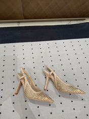 HIGH HEELS SLINGBACK IN CAMEL BEIGE LAMB SUEDE 10 CM