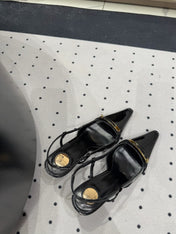YSL 26S HEELED SLINGBACKS 75 MM IN BLACK GLOSSY CALFSKIN