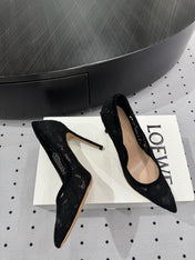 GIANVITO ROSSI 26S HIGH HEELS 105 MM IN BLACK LACE FABRIC