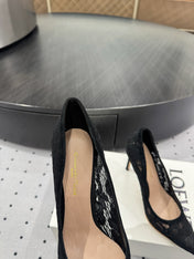 GIANVITO ROSSI 26S HIGH HEELS 105 MM IN BLACK LACE FABRIC