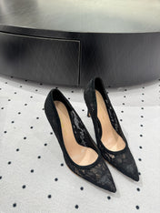 GIANVITO ROSSI 26S HIGH HEELS 105 MM IN BLACK LACE FABRIC
