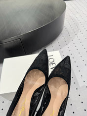 GIANVITO ROSSI 26S HIGH HEELS 105 MM IN BLACK LACE FABRIC