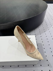 GIANVITO ROSSI 26S HIGH HEELS 105 MM IN BEIGE LACE FABRIC