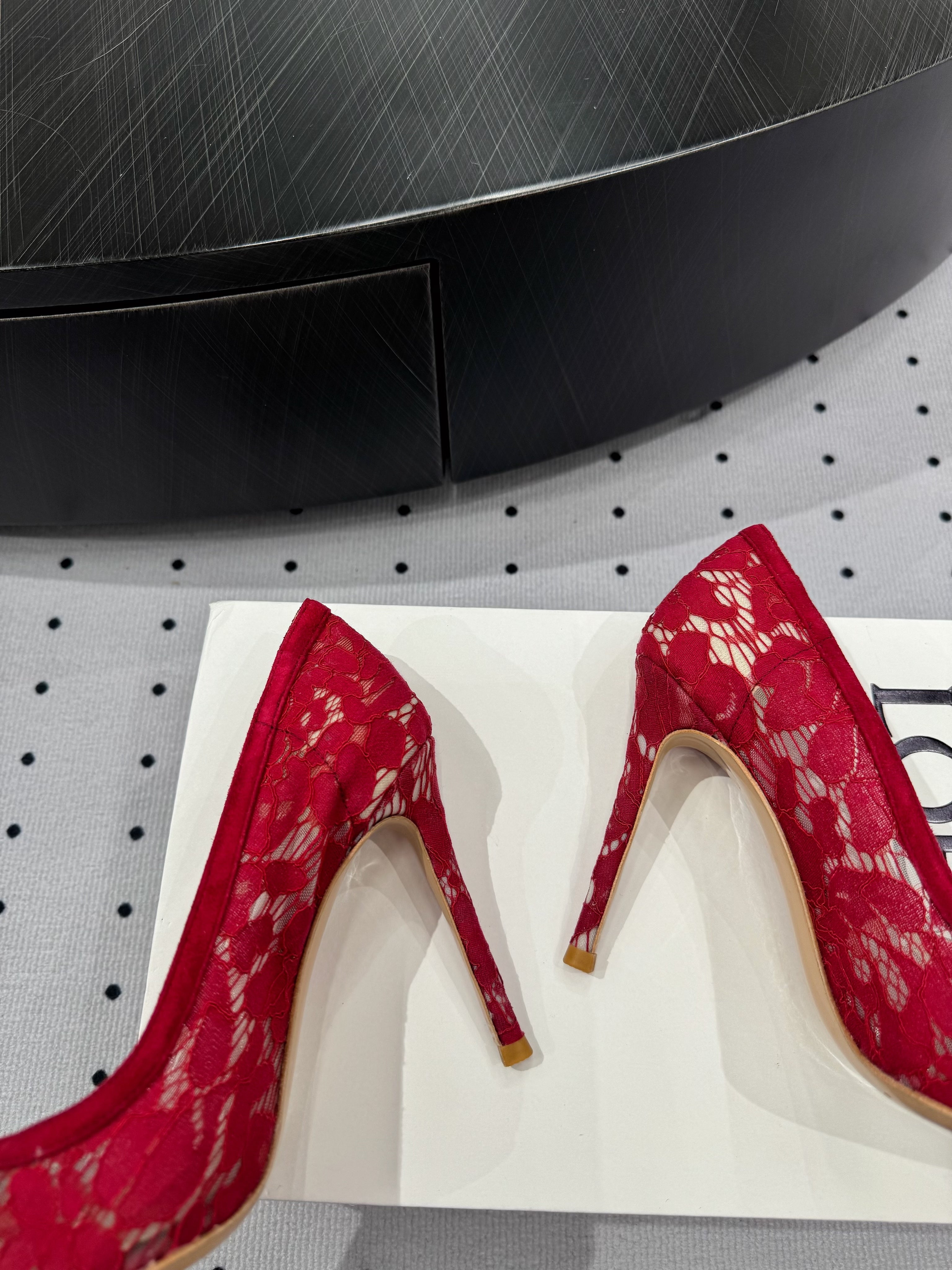 GIANVITO ROSSI 26S HIGH HEELS 105 MM IN DARK RED LACE FABRIC