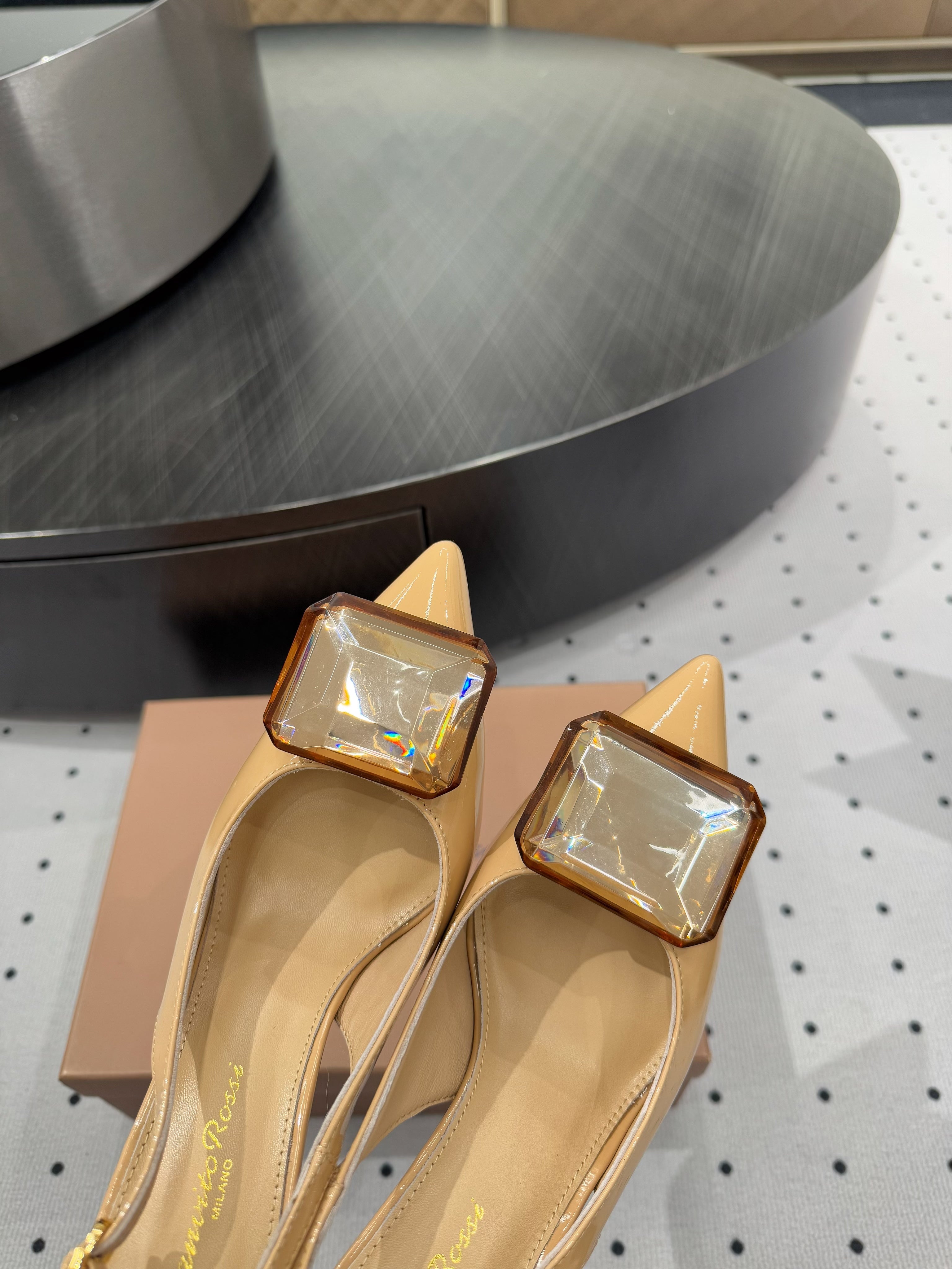 GIANVITO ROSSI 26S HIGH-HEEL SLINGBACKS 85 MM IN BEIGE LAMBSKIN