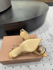 GIANVITO ROSSI 26S HIGH-HEEL SLINGBACKS 85 MM IN BEIGE LAMBSKIN
