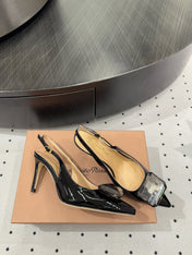 GIANVITO ROSSI 26S HIGH-HEEL SLINGBACKS 85 MM IN BLACK LAMBSKIN