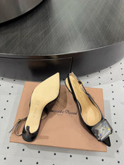 GIANVITO ROSSI 26S HIGH-HEEL SLINGBACKS 85 MM IN BLACK LAMBSKIN