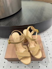 GIANVITO ROSSI 26S CROSS-STRAP SANDALS 115 MM IN BEIGE CALFSKIN