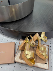 GIANVITO ROSSI 26S CROSS-STRAP SANDALS 115 MM IN GOLD CALFSKIN