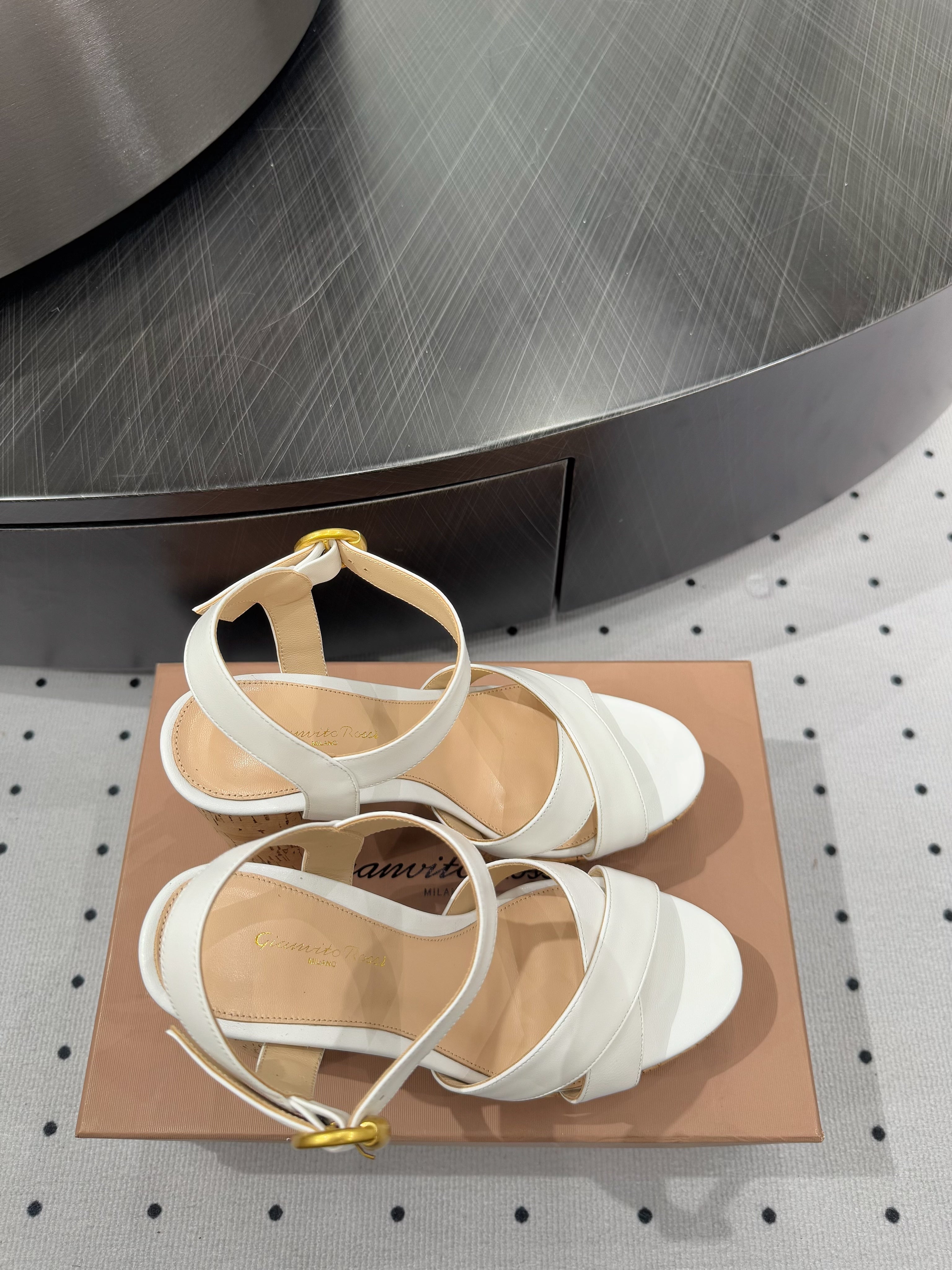 GIANVITO ROSSI 26S CROSS-STRAP SANDALS 115 MM IN WHITE CALFSKIN