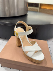 GIANVITO ROSSI 26S CROSS-STRAP SANDALS 115 MM IN WHITE CALFSKIN