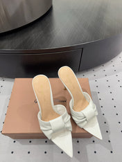 GIANVITO ROSSI 26S KNOTTED STRAP SANDALS 105 MM IN WHITE LAMBSKIN