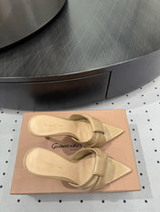 GIANVITO ROSSI 26S KNOTTED STRAP SANDALS 105 MM IN BEIGE LAMBSKIN