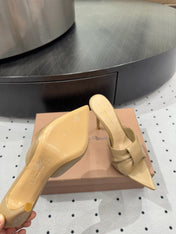 GIANVITO ROSSI 26S KNOTTED STRAP SANDALS 105 MM IN BEIGE LAMBSKIN