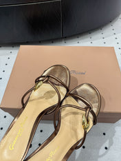 GIANVITO ROSSI 26S STRAPPY HEEL SANDALS 80 MM IN METALLIC COPPER LAMBSKIN