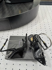 YSL 26S WEDGE HEELS 105 MM IN BLACK GLOSSY CALFSKIN