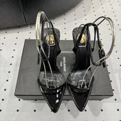 YSL 26S WEDGE HEELS 105 MM IN BLACK GLOSSY CALFSKIN