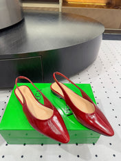 BOTTEGA VENETA 26S SLINGBACK FLATS IN RED CALFSKIN