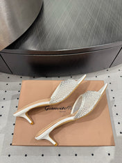 GIANVITO ROSSI 26S HIGH-HEEL SANDALS 55 MM IN WHITE LAMBSKIN & CRYSTAL