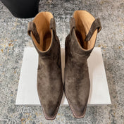 CELINE 26S ANKLE BOOTS 55 MM IN GRAYISH BROWN SUEDE