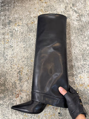 BALMAIN 26S BOOT 85 MM IN BLACK CALFSKIN