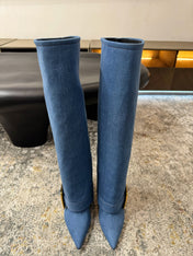 BALMAIN 26S BOOT 85 MM IN BLUE DENIM