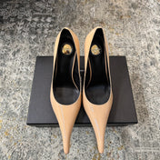 YSL 26S HEELED SHOES 110 MM IN WARM NUDE GLOSSY CALFSKIN