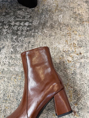 YSL 26S ANKLE BOOTS 70 MM IN BROWN SHINY CALFSKIN