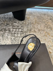 YSL 26S HEELED SLINGBACKS 100 MM IN BLACK AND WHITE SILK