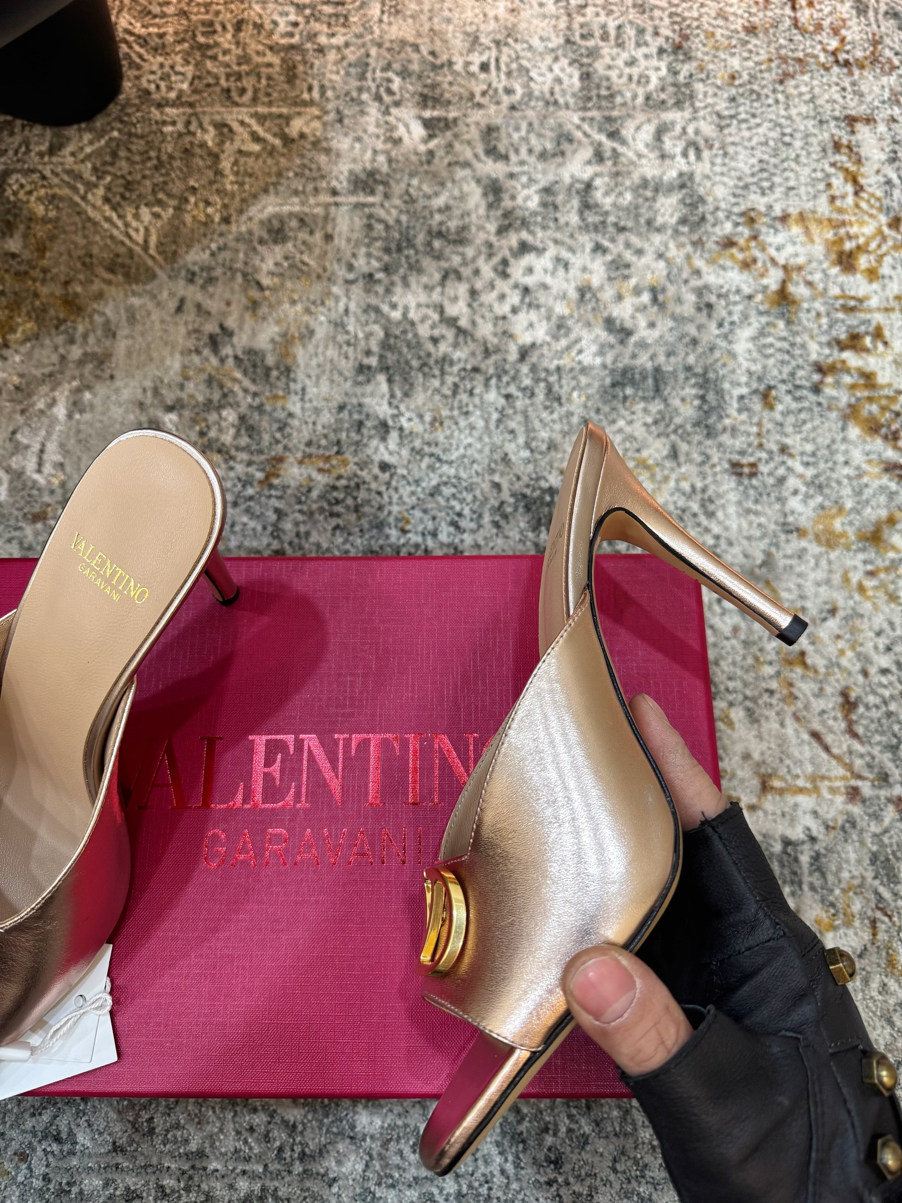 VALENTINO 26S HIGH HEEL SANDALS 105 MM IN METALLIC ROSE GOLD CALFSKIN