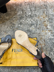 FENDI 26S HIGH-HEELED SANDALS 75 MM IN GREY SATIN