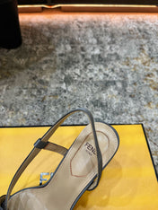 FENDI 26S HIGH-HEELED SANDALS 75 MM IN GREY SATIN