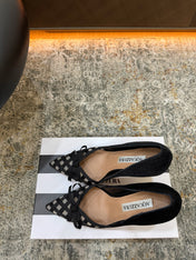 AQUAZZURA 26S BELGRAVIA PUMPS 105 MM IN BLACK VELVET WITH BOW