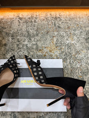 AQUAZZURA 26S BELGRAVIA PUMPS 105 MM IN BLACK VELVET WITH BOW