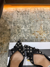 AQUAZZURA 26S BELGRAVIA PUMPS 105 MM IN BLACK VELVET WITH BOW