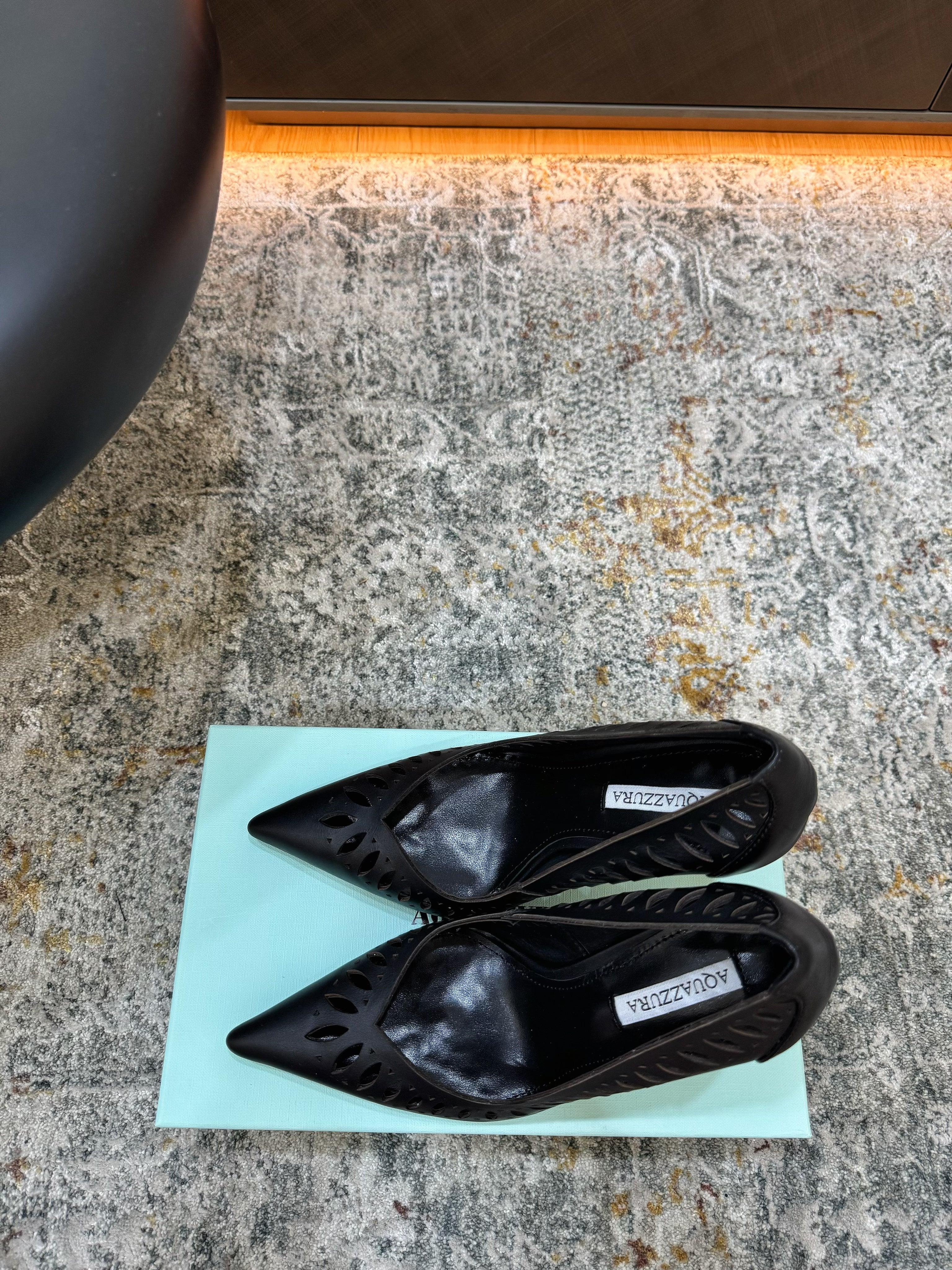 AQUAZZURA 26S HIGH HEELS 110 MM IN BLACK CALFSKIN