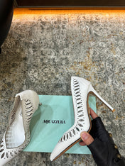 AQUAZZURA 26S HIGH HEELS 110 MM IN WHITE CALFSKIN