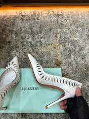 AQUAZZURA 26S HIGH HEELS 110 MM IN WHITE CALFSKIN
