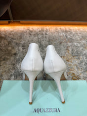 AQUAZZURA 26S HIGH HEELS 110 MM IN WHITE CALFSKIN