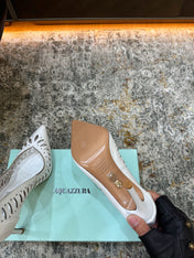 AQUAZZURA 26S HIGH HEELS 110 MM IN WHITE CALFSKIN
